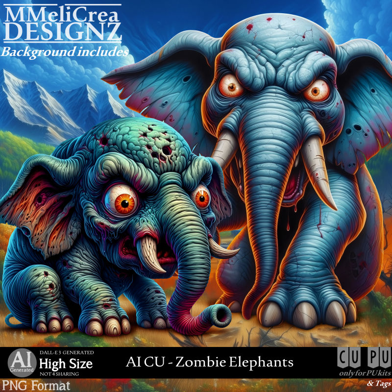 (image for) AI - CU Zombie Elephants (CU4PU / PNG)
